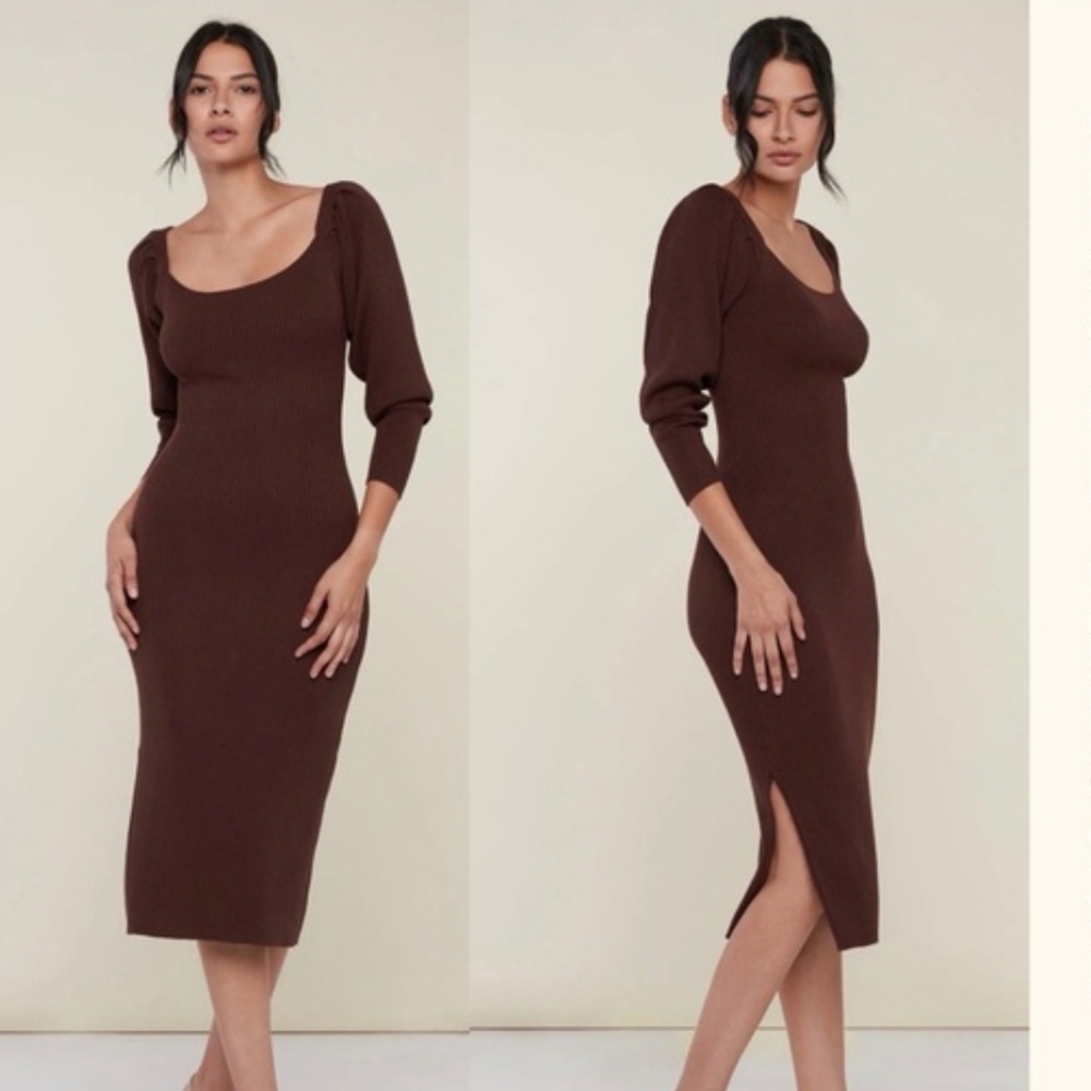RP Sweater Brown Midi Dress